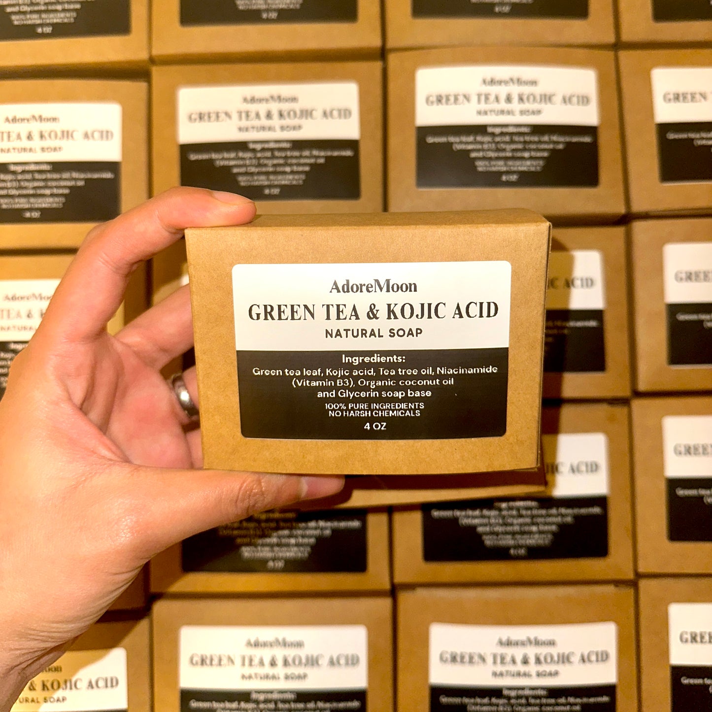 AdoreMoon Green Tea & Kojic Acid Natural Soap